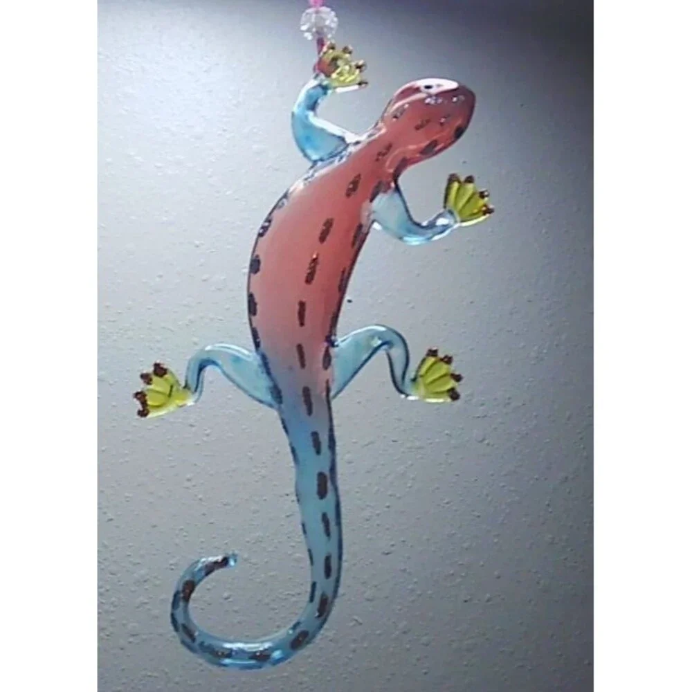 Pier 1 Blown Glass Gecko Christmas Ornament 6.5